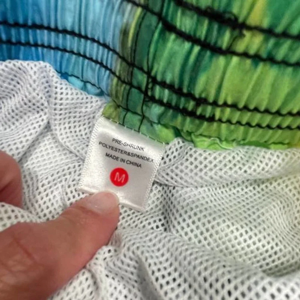 Unbranded Size M Mens Black Multicolor Shorts Drawstring Mesh‎ Lined Swim Board
